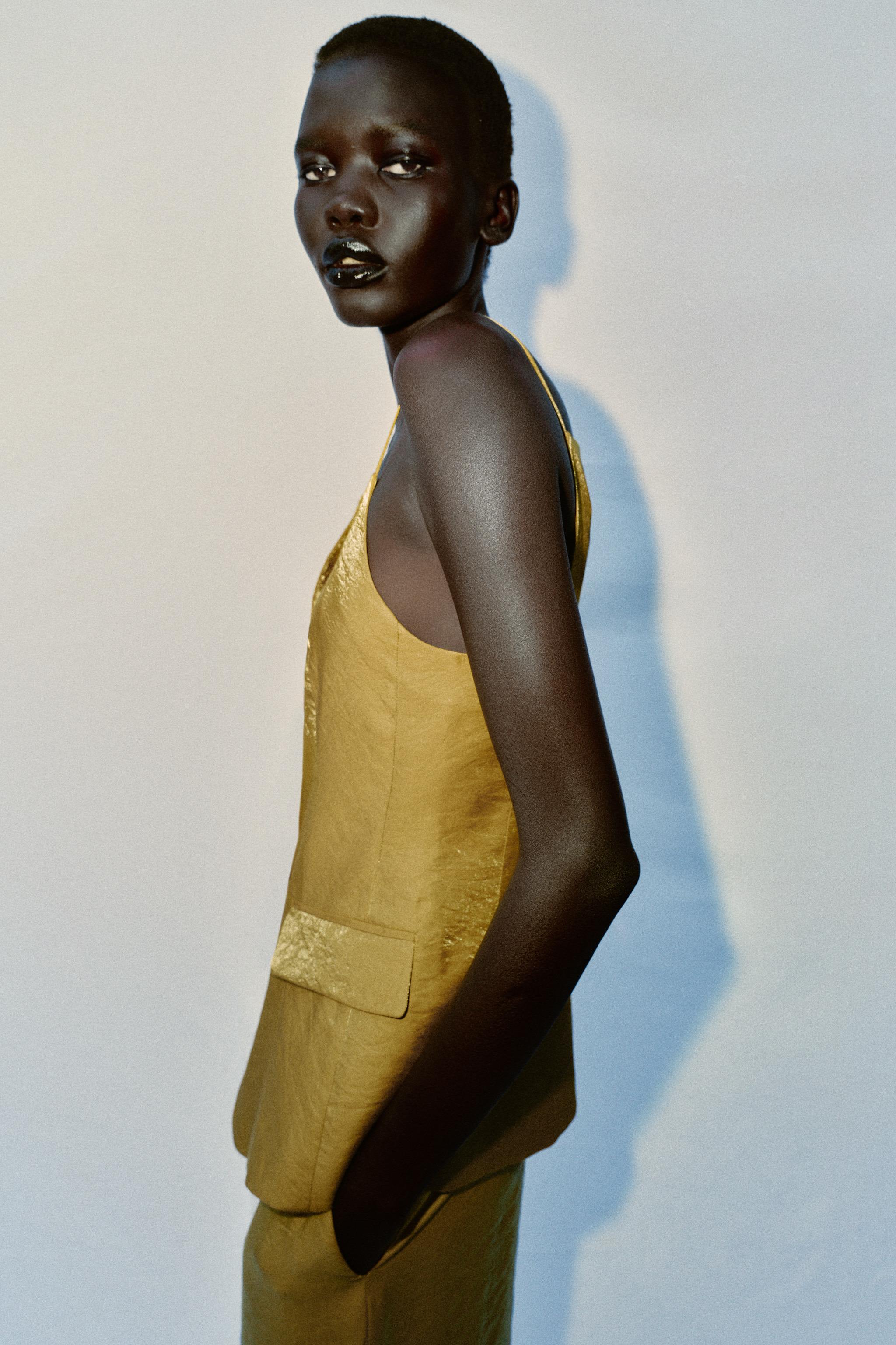 WRINKLED SATIN EFFECT VEST